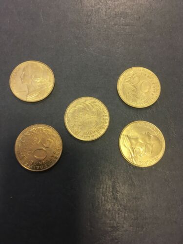 France 20 Centimes Coins Marianne x 5 - All 1990's - (2748)