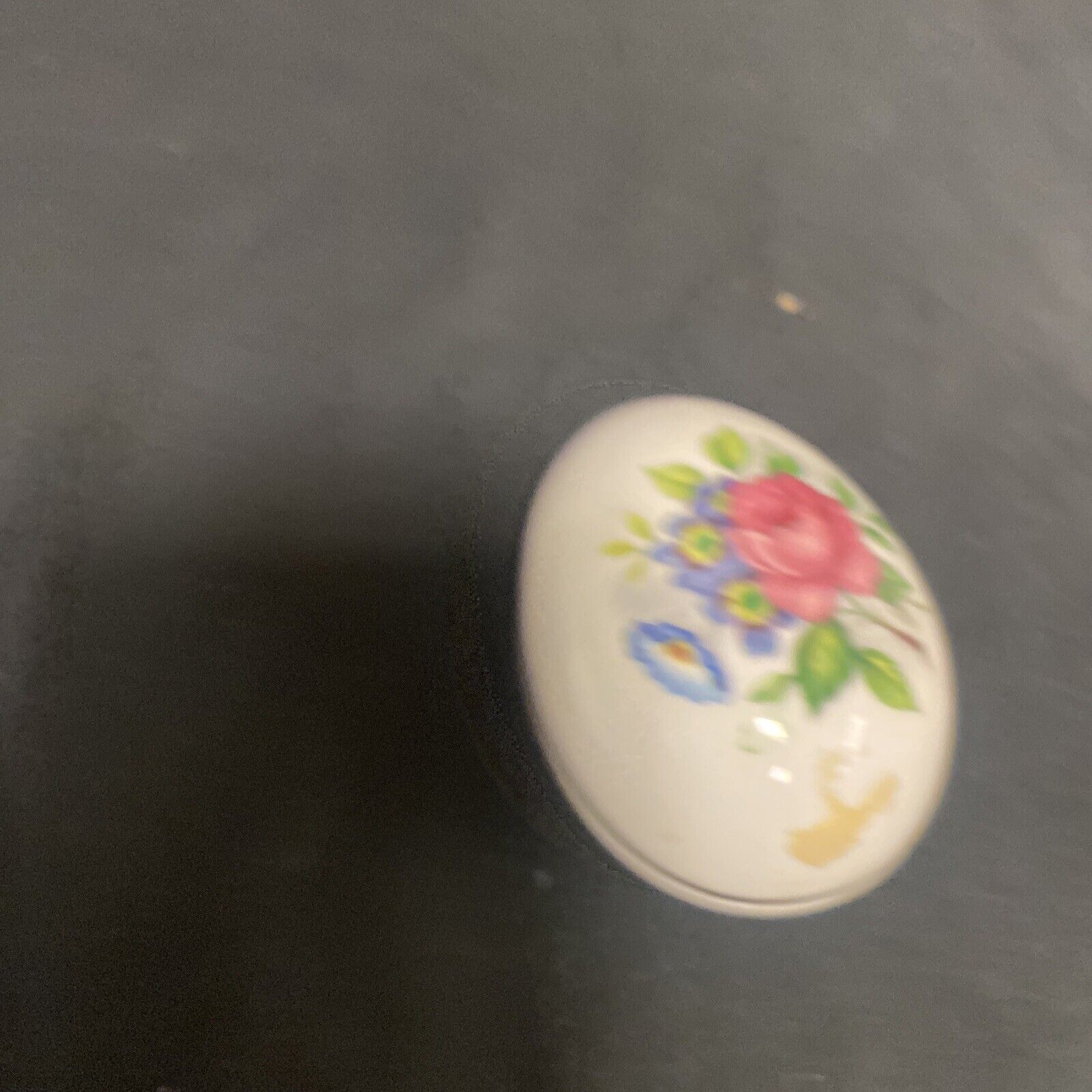 Trinket Box EGG -  Avalon Staffordshire England Bone China Floral Design - (9318)
