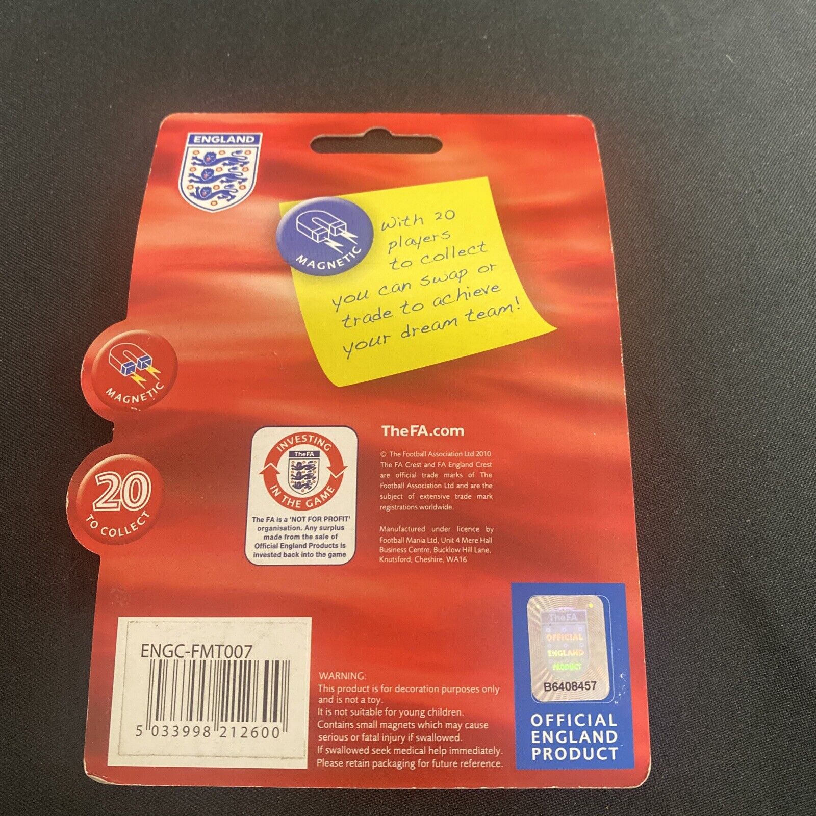 England World Cup 2010 Official Player Magnets x 16 NEW in packet - 9382