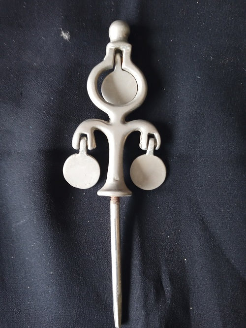 Vintage Heavy Horse Brass Metal Decoration Turret Triple Plate Swinger - (8253)