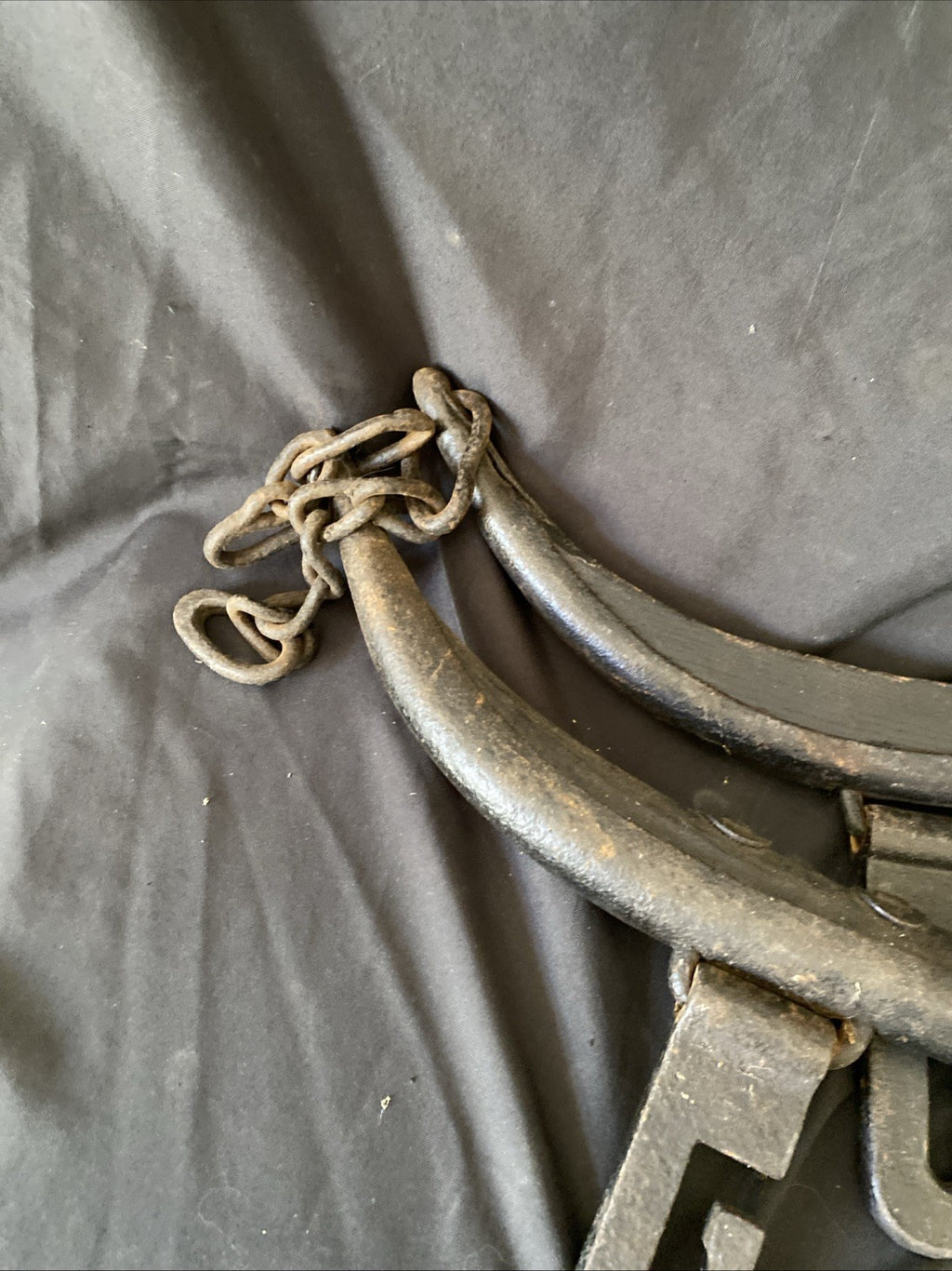 Antique PAIR Horse Tack Harness Hames Carriage Cart Wood Iron Wall Hanging