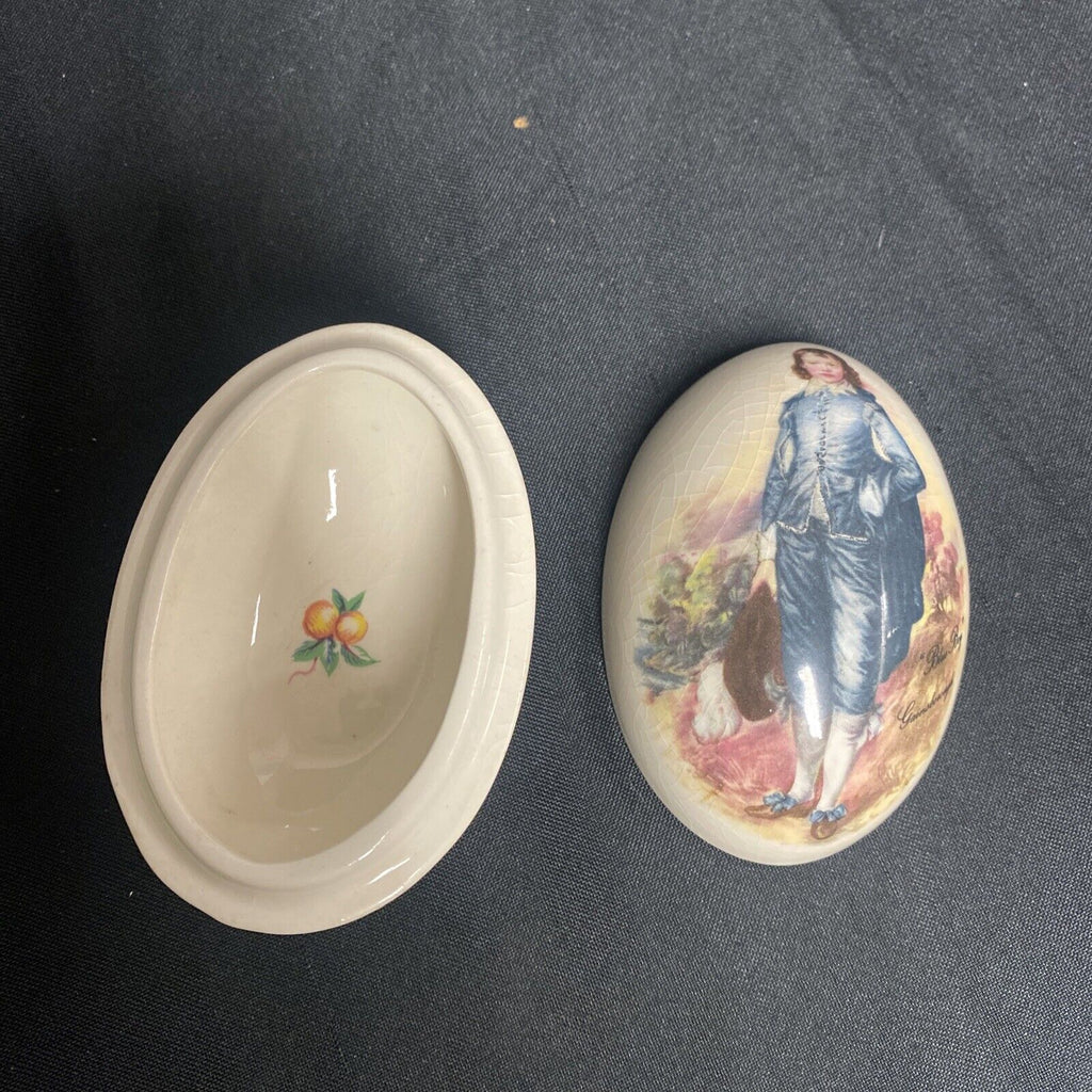 Trinket Box EGG - England China Egg Blue Boy by Gainsbourgh Design - (9208)