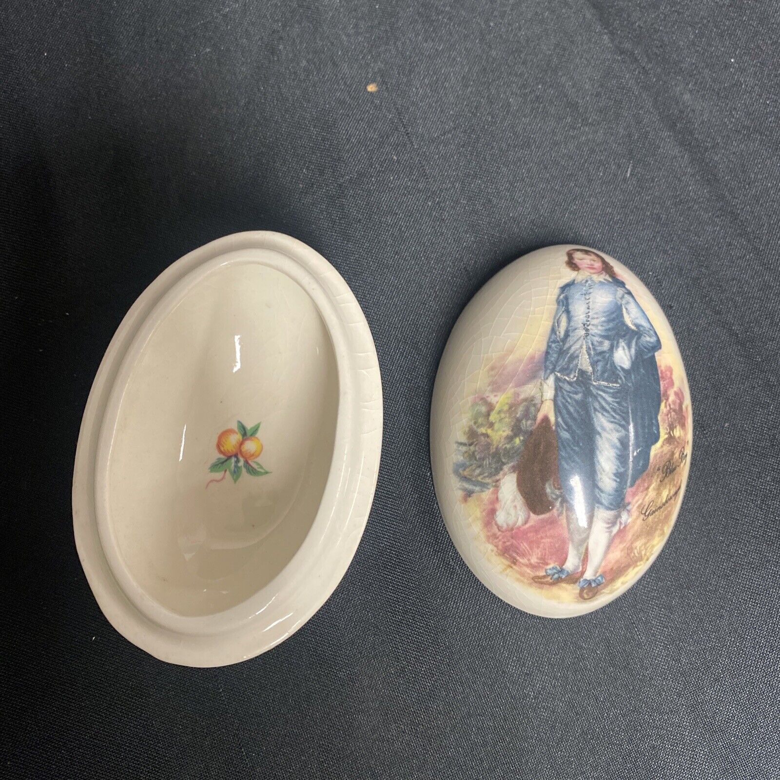 Trinket Box EGG - England China Egg Blue Boy by Gainsbourgh Design - (9208)