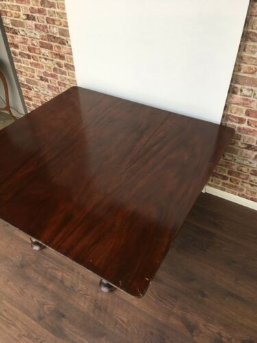 Antique Mahogany Very large square reception table on octagonal baluster column