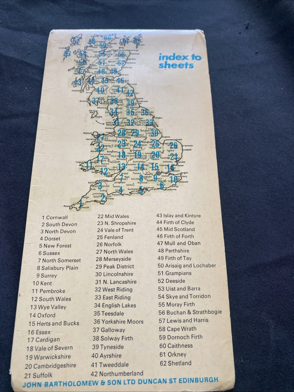 Warwickshire Bartholomew Half Inch Map Series Paper Map #19 (1283)