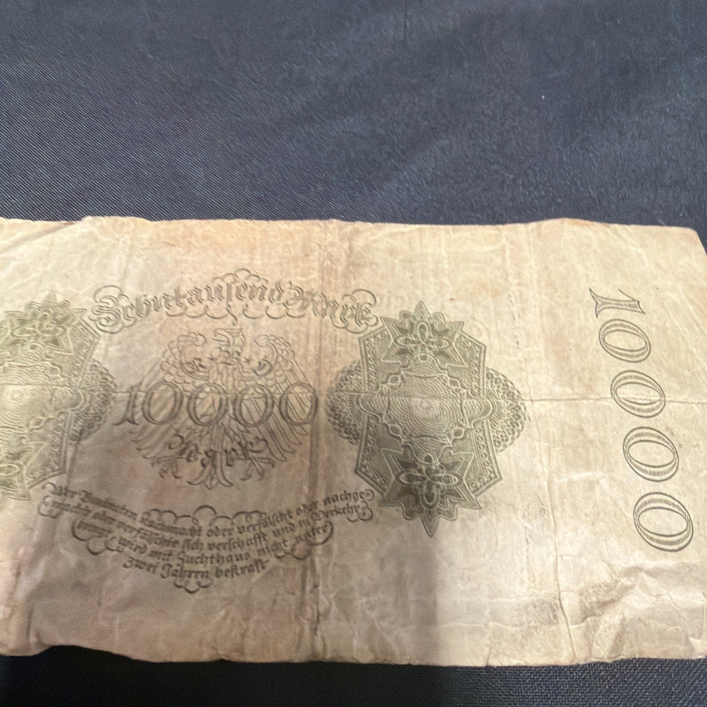 Bank Note Antique 10000 Zehntausend Mark Berlin 1922 German Banknote - (2354)