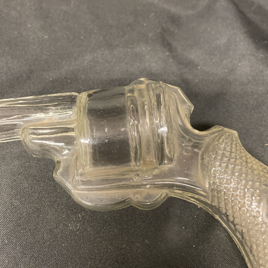 1920s Glass revolver bottle pistol gun Candy liquor storage antique - (1674)