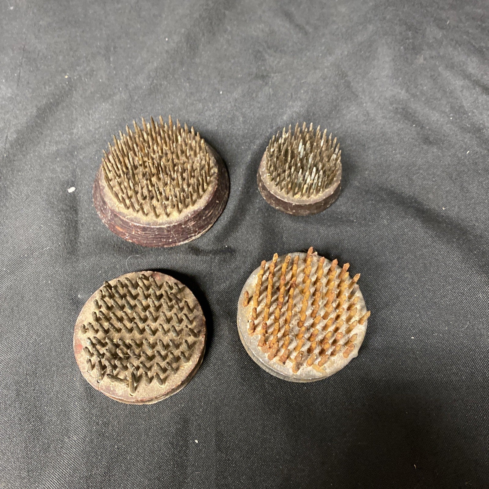 Vintage Floral Flower Frogs x4 Metal Spikes Heavy Vintage MANY uses (1418)