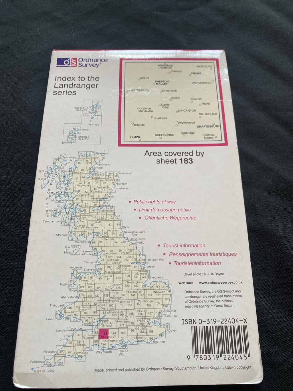 Yeovil & Frome Ordnance Survey OS Landranger Map #183 1:50 scale (1215)