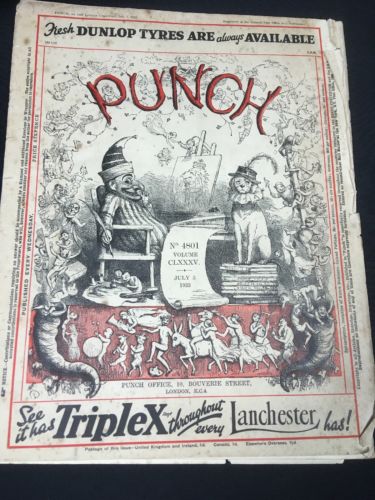 Punch London Charivari Magazine July 5th 1933 Ads Morris Shell KLG Castrol (2878