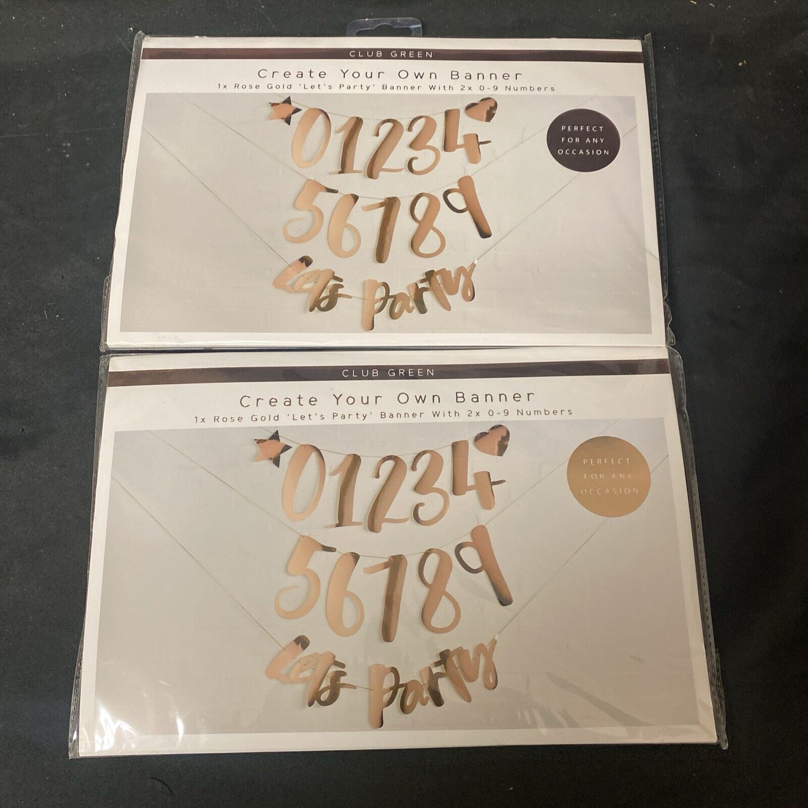 Club Green - Create Your Own Banner - x 2 packs ROSE GOLD Party Birthday (5333)