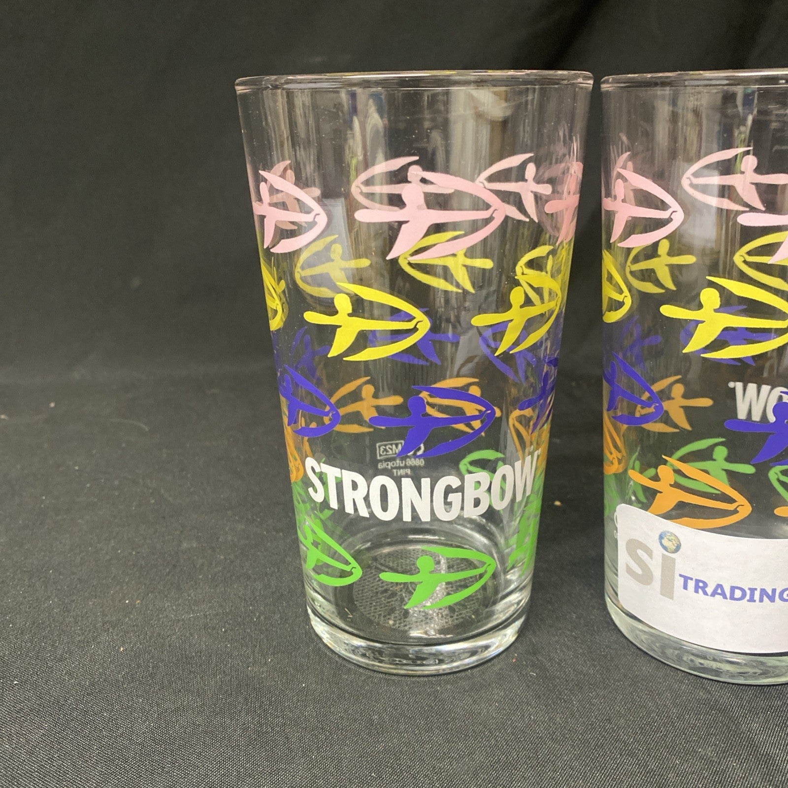 2X Strongbow Cider Utopia multi colour pint Glass Drinks Home Bar Pub Party (1421)