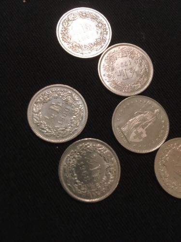 Switzerland 1/2 Fr Francs Coins x 6 - 1960's to 1980's - (2823)