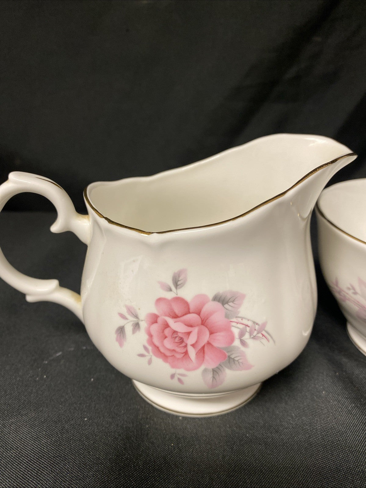 Duchess Fine China Pink Rose Sugar Bowl and Milk Creamer  - (1591)