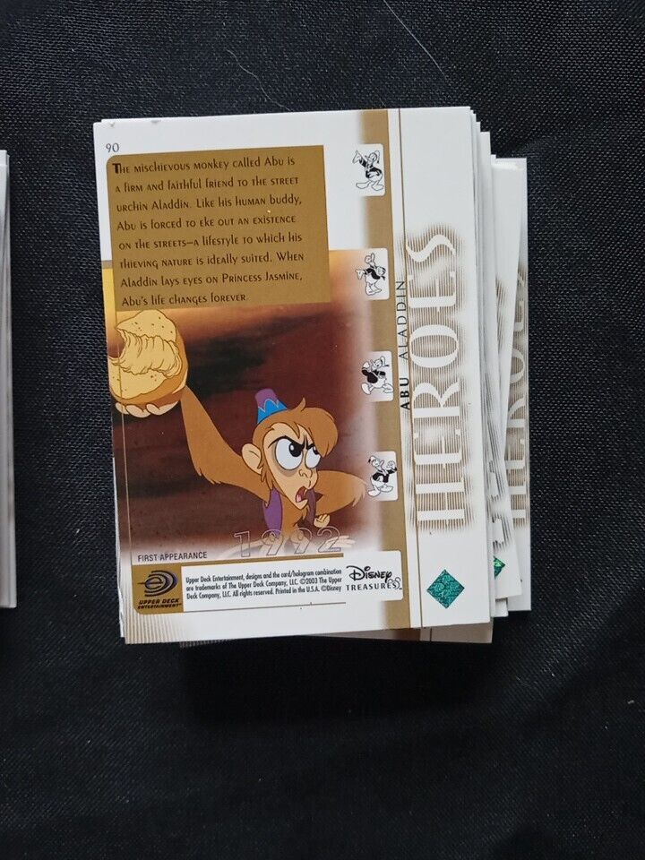 Upper Deck 2003 Disney Treasures Series FULL SET x 90 Trading Cards -(5737)