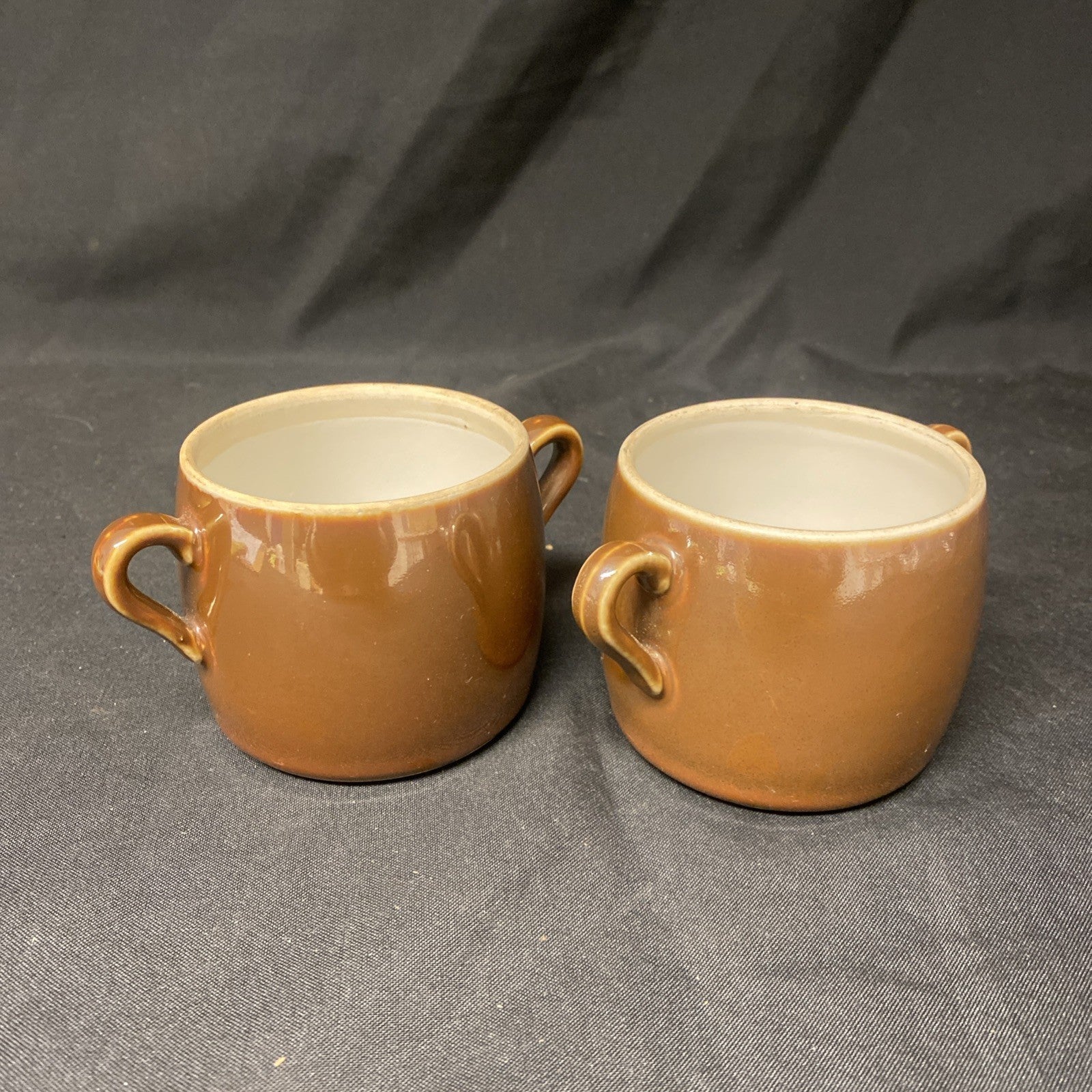 Pillivuyt Mehun France 2 x Two handled cups Rare Vintage - (1748)