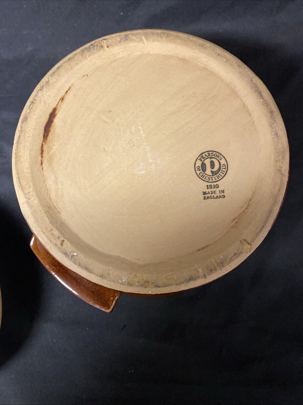 Pearsons Of Chesterfield Glazed vintage stoneware cook pot with lid -(5852)