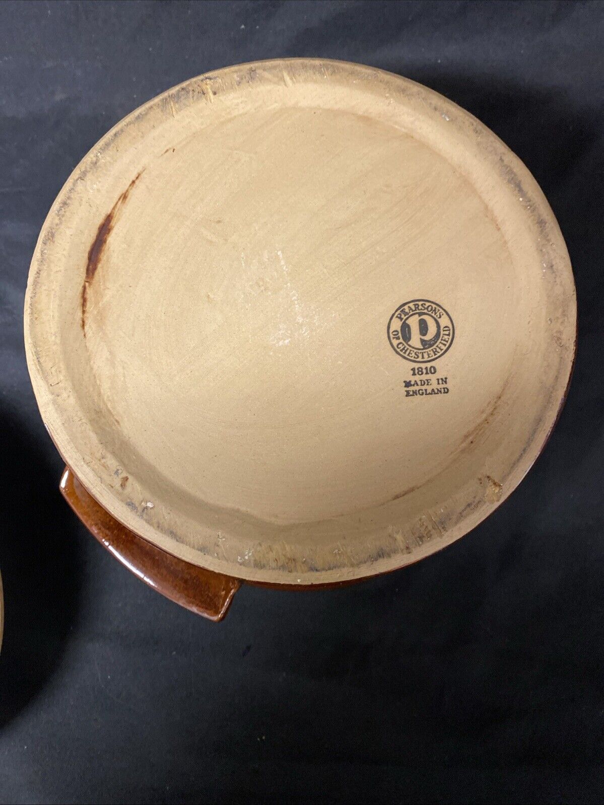 Pearsons Of Chesterfield Glazed vintage stoneware cook pot with lid -(5852)