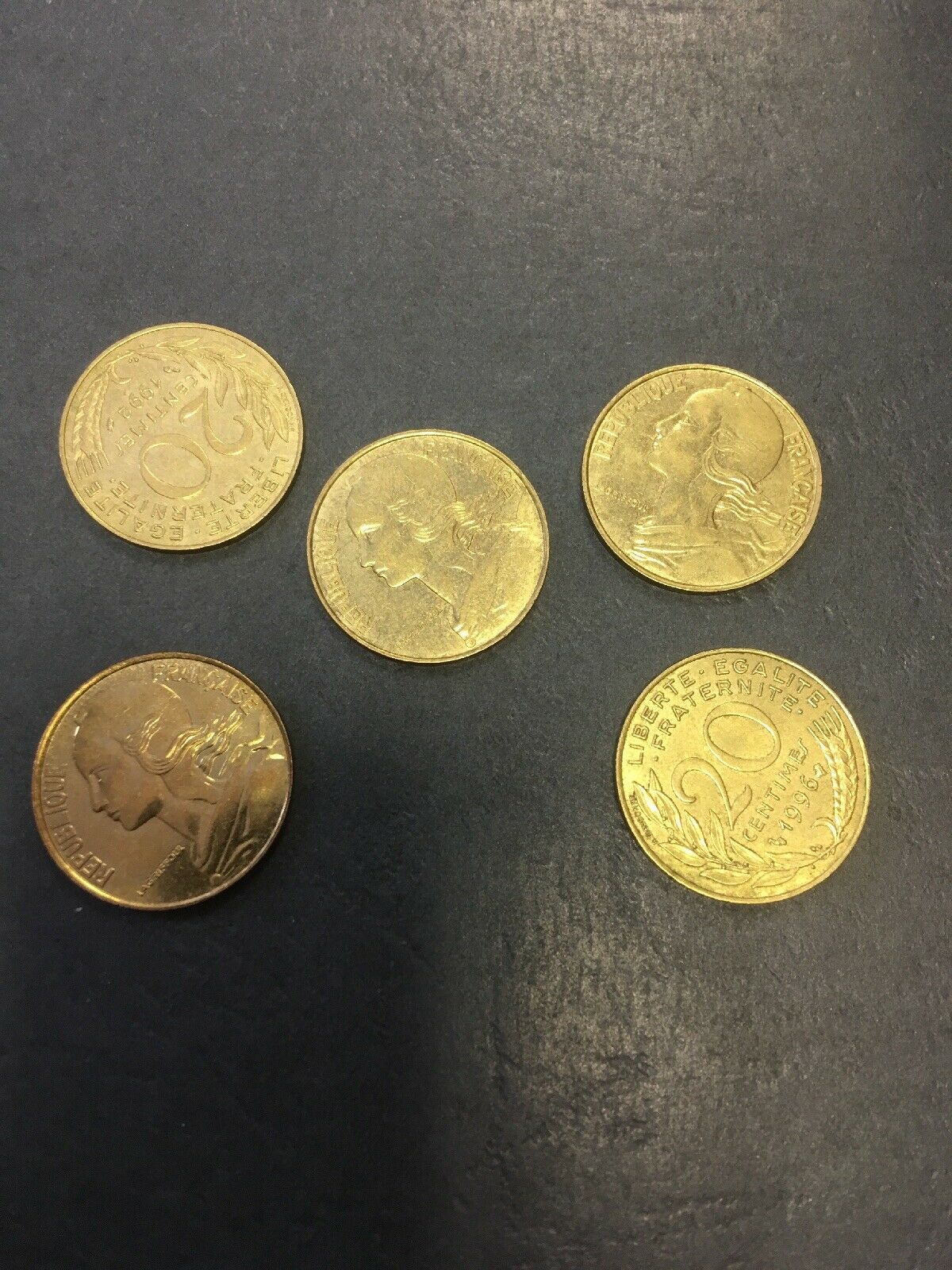 France 20 Centimes Coins Marianne x 5 - All 1990's - (2748)