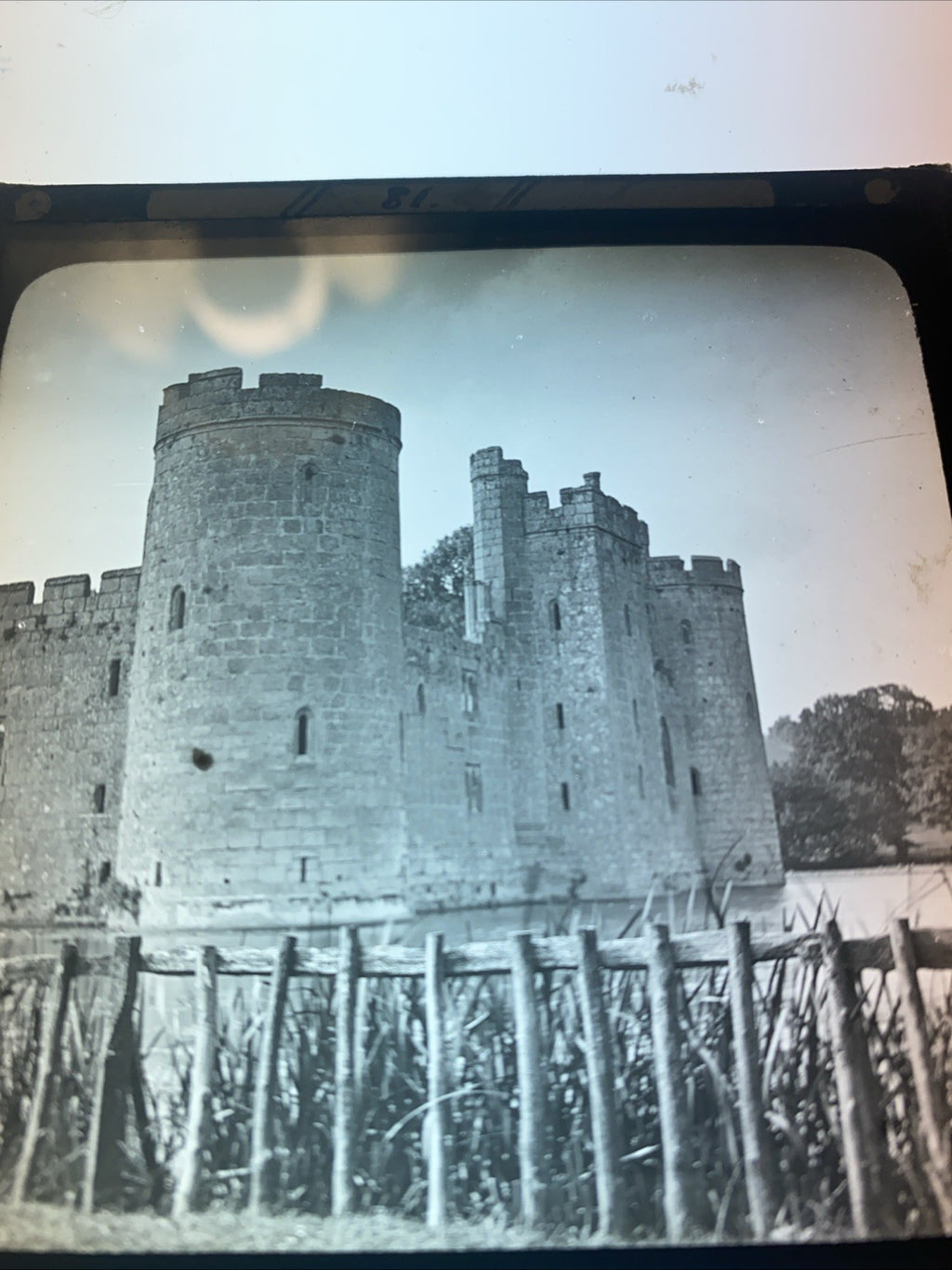 Magic Lantern Victorian Glass Square Photo x2 Bodiam Castle Sussex (1070)