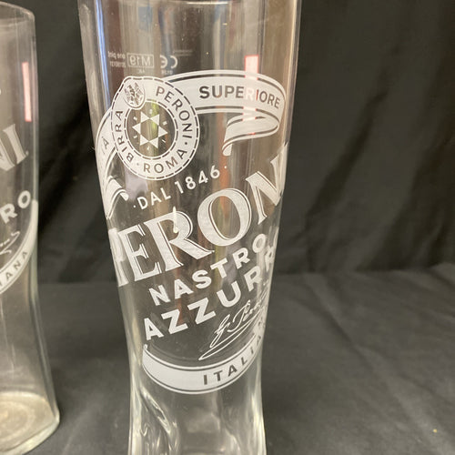 2X Peroni Nastro Azzurro Pint Glasses Lager Beer Bitter Drinks Home Bar Pub Party -(1328)