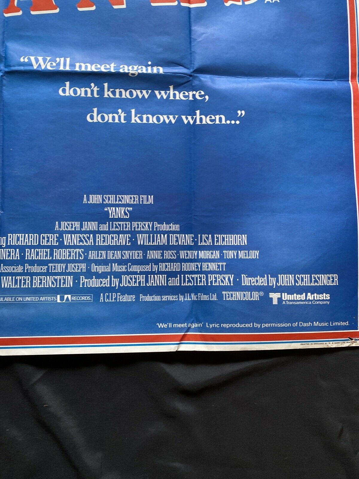 ORIGINAL UK QUAD POSTER - Yanks - 1979 - 30" x 40" - (6588)