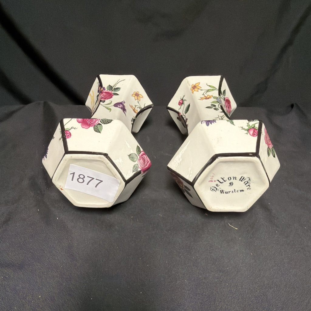 Delton Ware Burslem Rose Trellis 1904 - 1910 Pair of Vases - (1877)