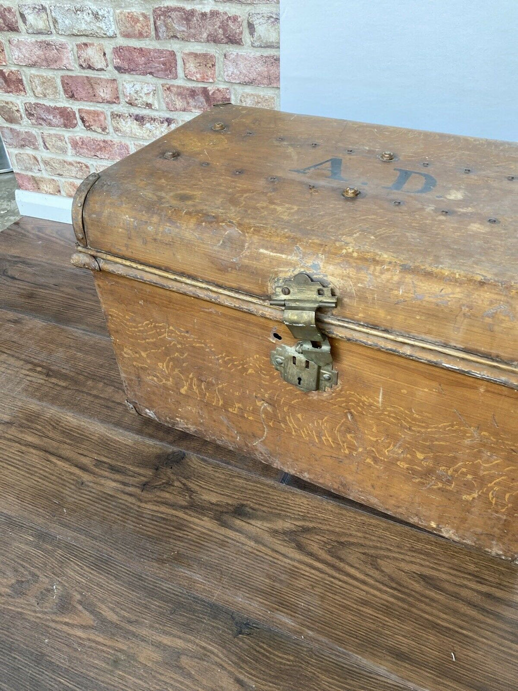 Vintage Large Metal Trunk Evans & Matthews Bull St. Birmingham - (6881)