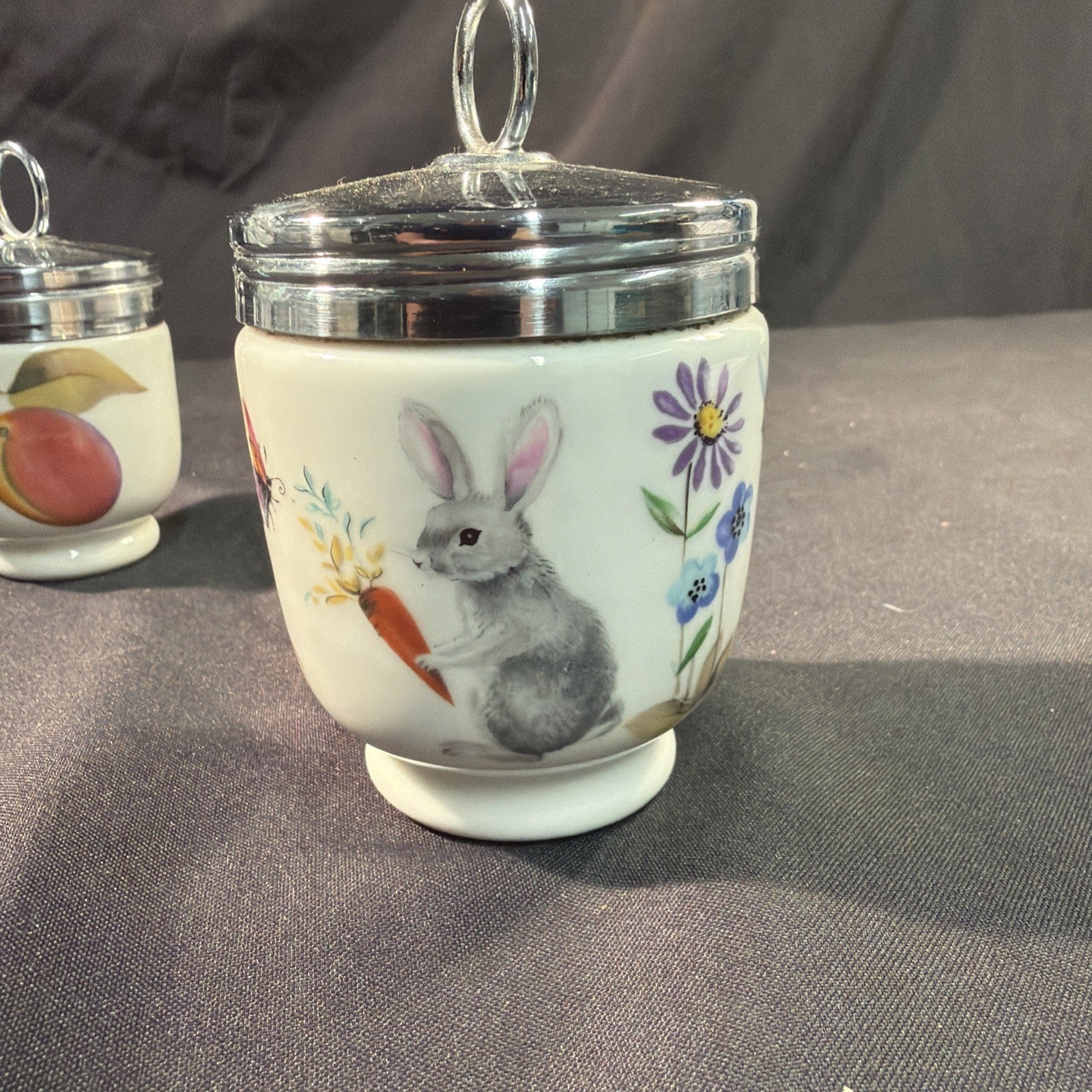 Royal Worcester Egg Coddler A Skippety Tale 4" and Berry 3.5" - (2091)