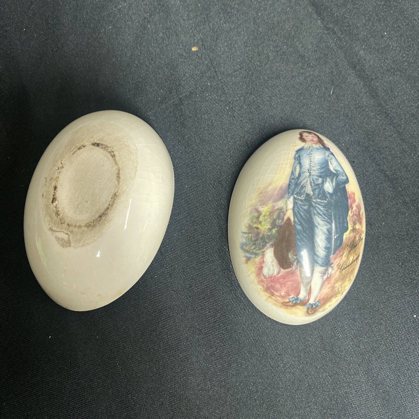 Trinket Box EGG - England China Egg Blue Boy by Gainsbourgh Design - (9208)