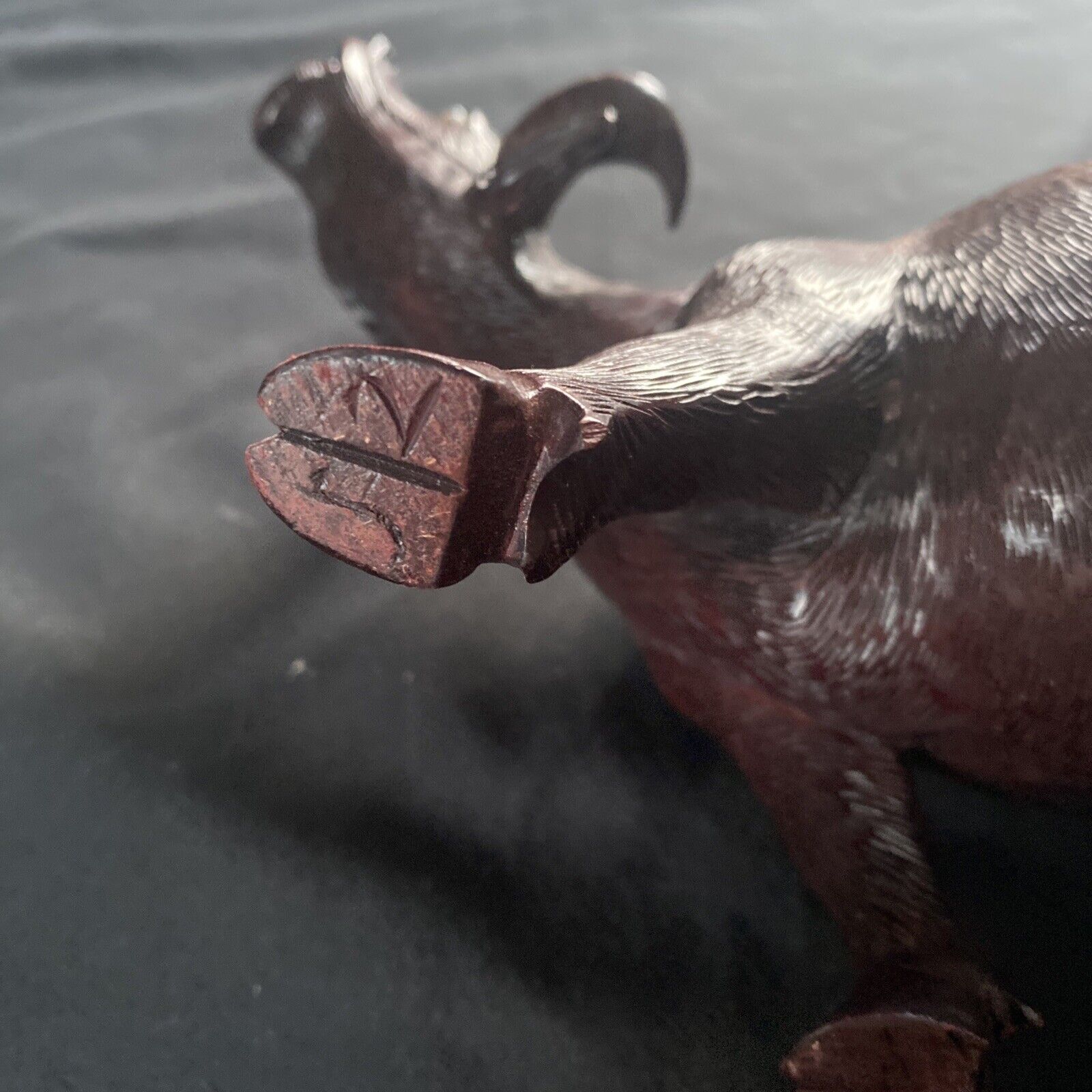 Late 19th century Chinese hardwood carved water buffalo or oxen Signed - (9404)