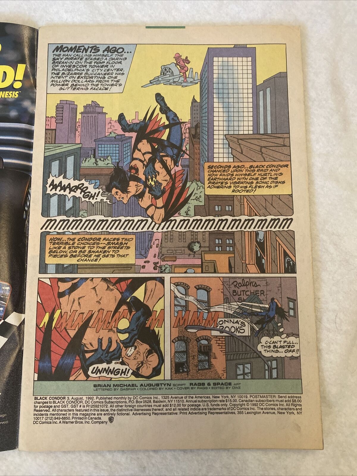 COMIC - DC Comics BLACK CONDOR Vs SKY PIRATE - Aug 1992 - New York - (8842)