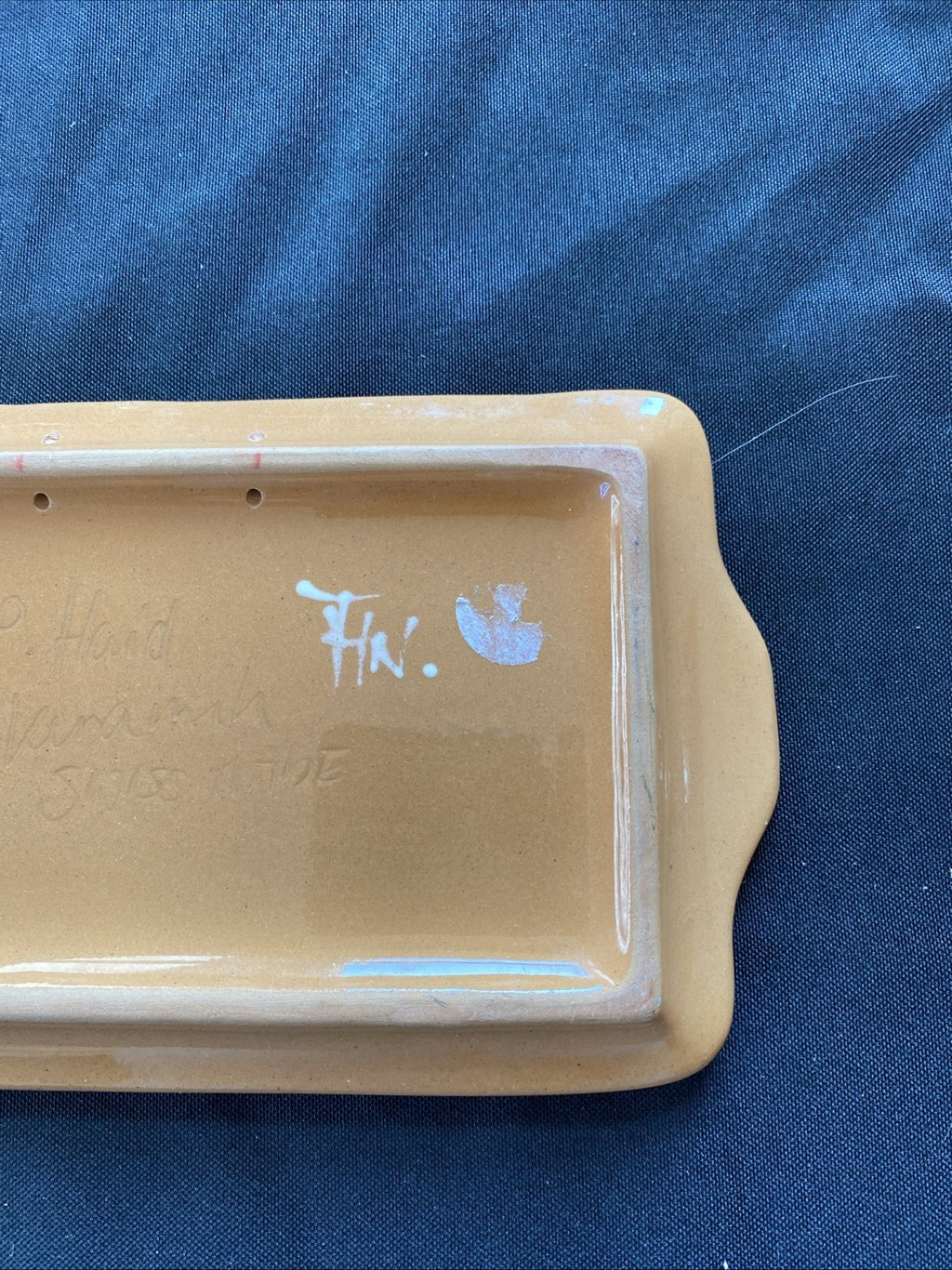 Vintage Peter Haid Pottery tray Swiss Folk Art Cow - (1033)
