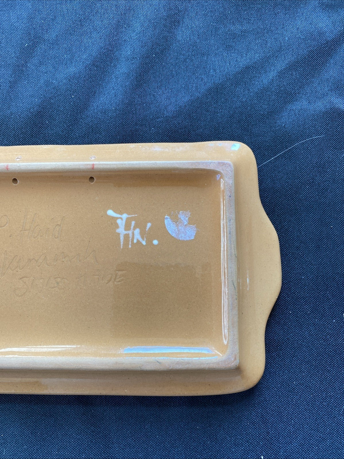Vintage Peter Haid Pottery tray Swiss Folk Art Cow - (1033)