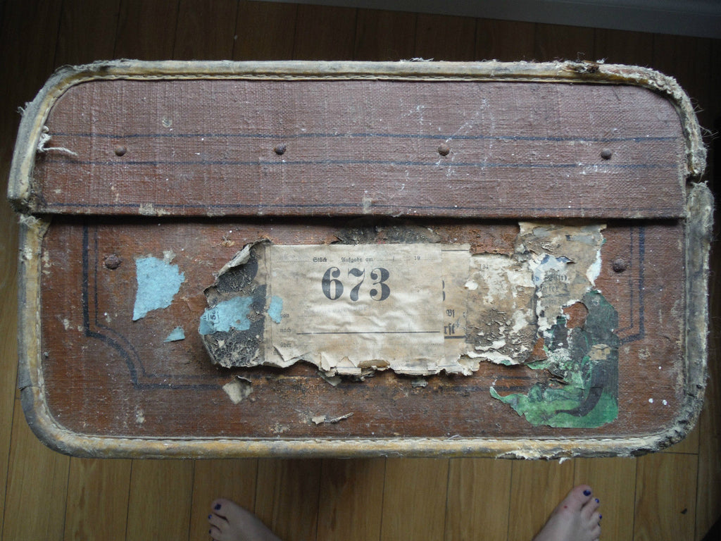 Vintage Luggage Trunk - Original - Garantiert Echt Rohrplatten 1900's (777)