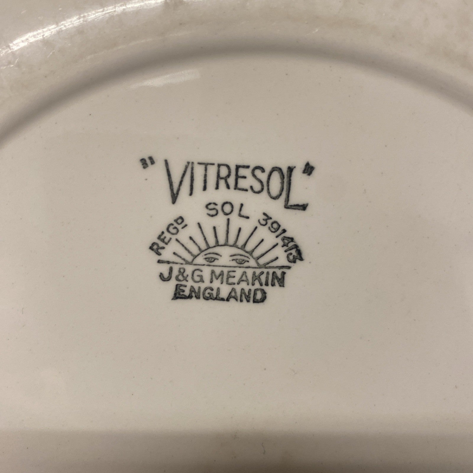 J&G Meakin england Ironstone Vitresol Plate Reg D. 391413 10" - (1721)