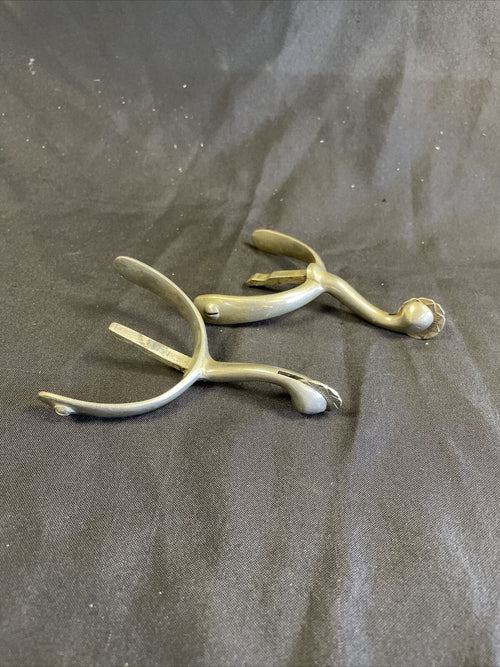Antique Box Horse Spurs Pair Swan Neck Star on Spur late 1800 early 1900 - (8274