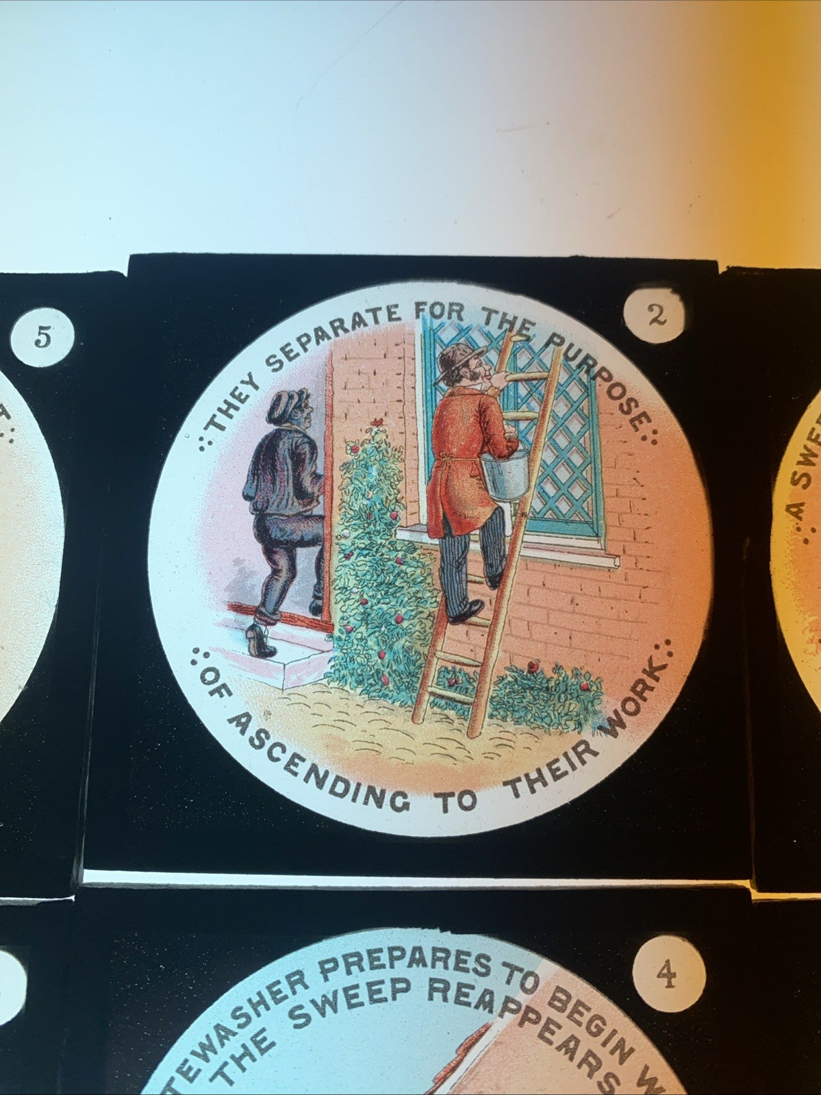 Magic Lantern Victorian Glass Square Handpainted Story x 8 Slides (1061)