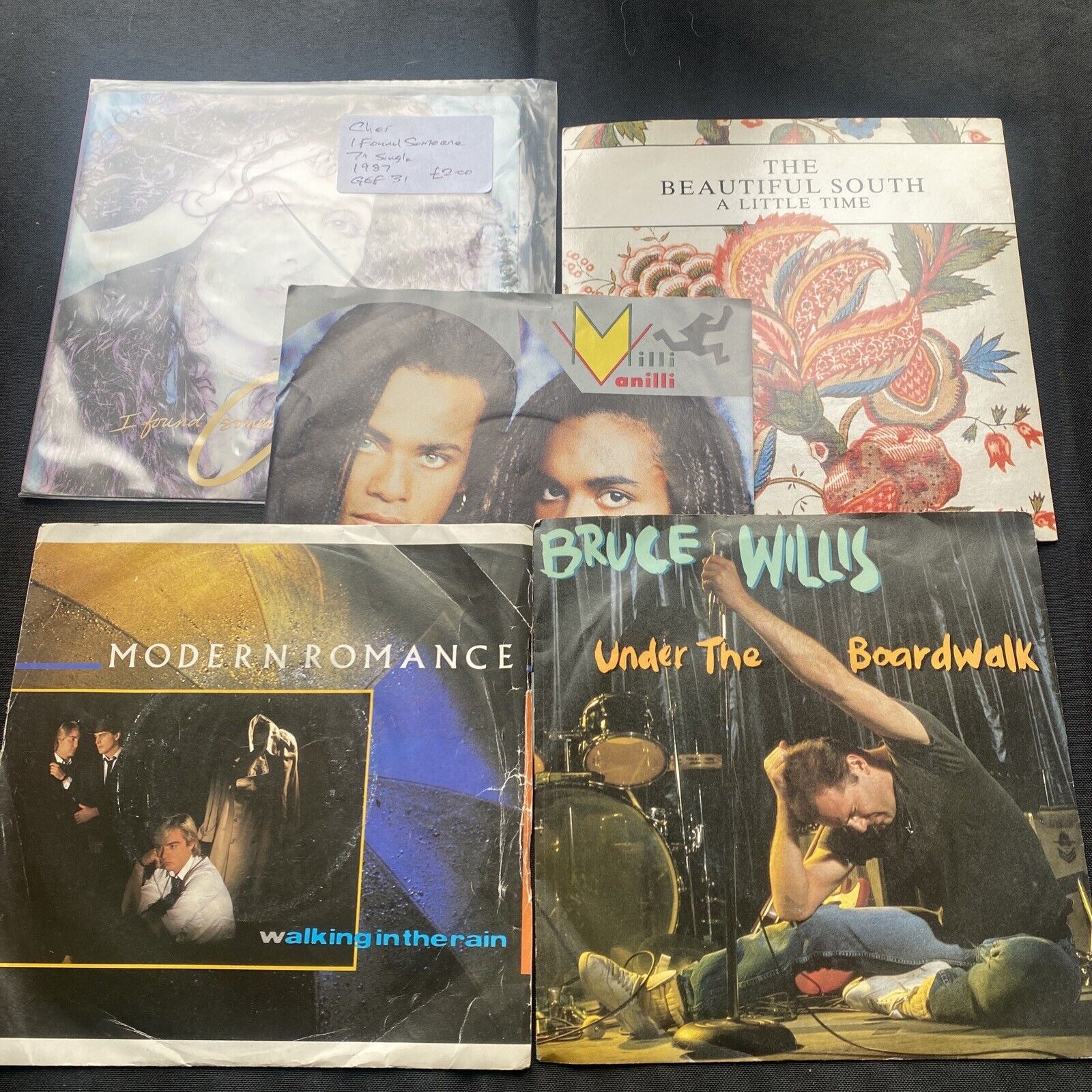 Vinyl Records 7" Singles 5 x 80's Cher, The beautiful South, Bruce Willis -9442