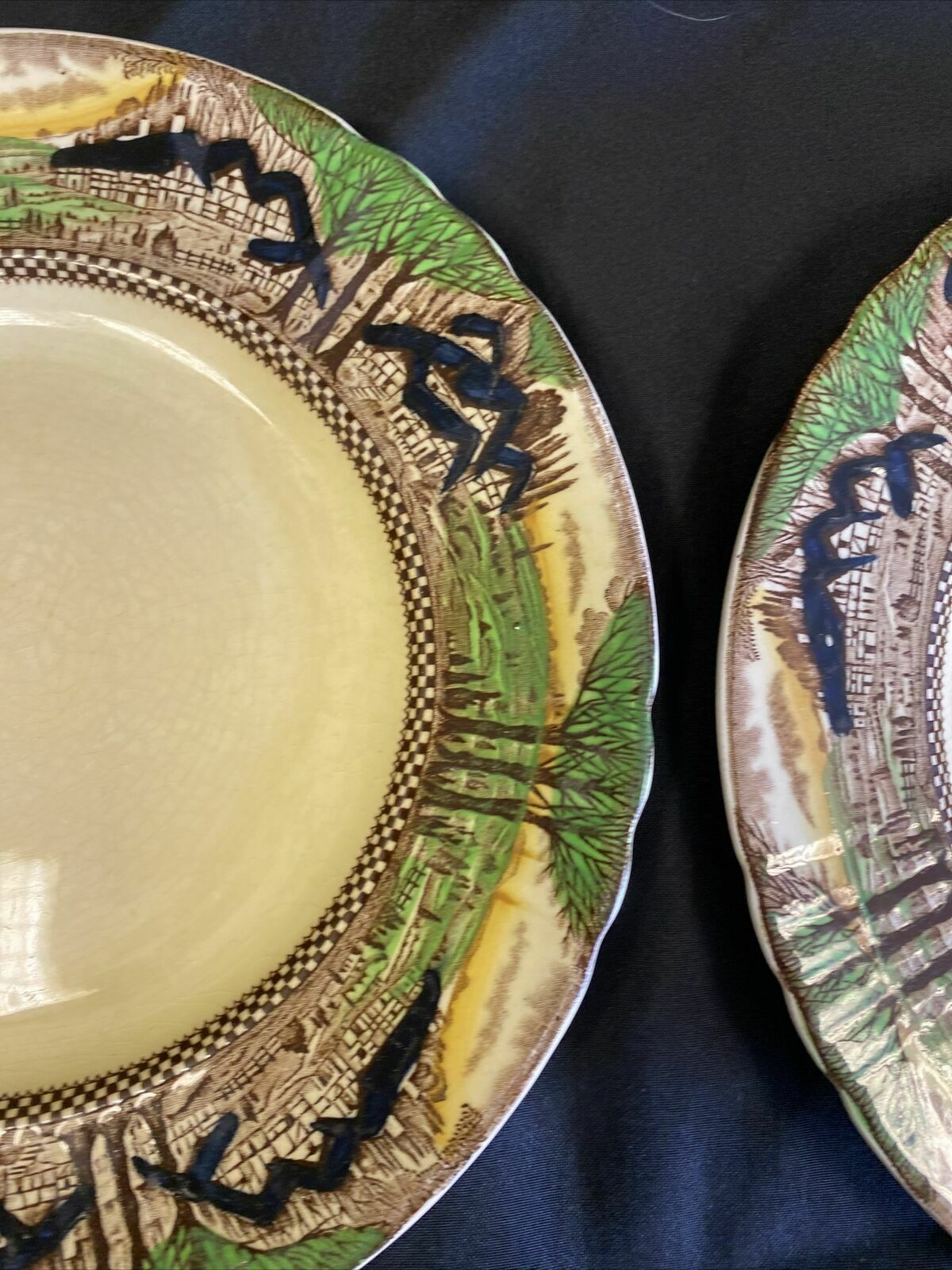 MYOTT Son & Co England's Countryside 2x 23cm Plates Vintage design - (7566)