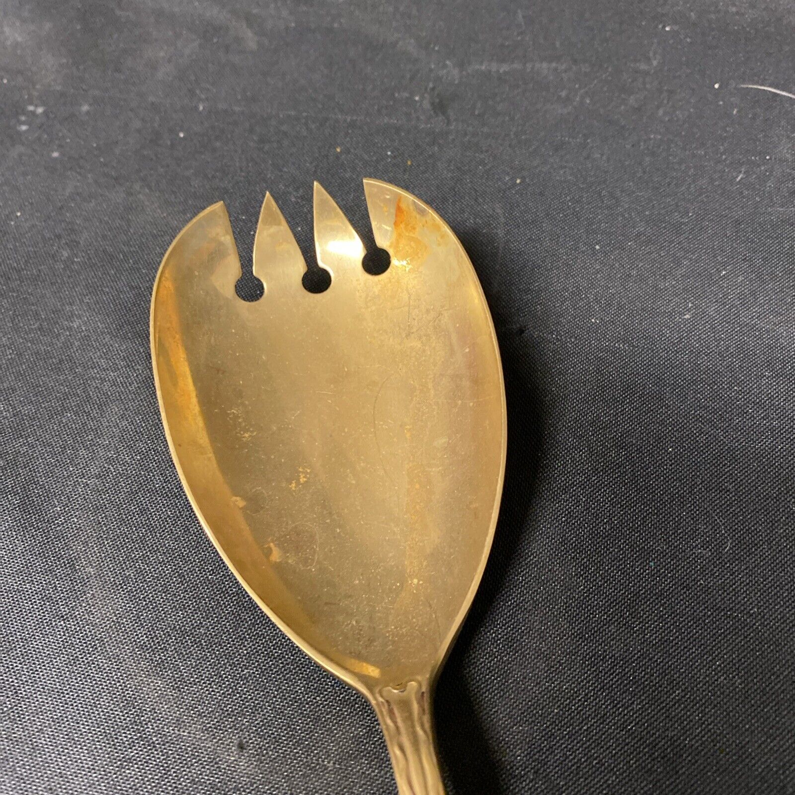 Vintage Dutch AUPHIR Gold Plated Large 23.5cm Serving Spoon / Fork - (5376)
