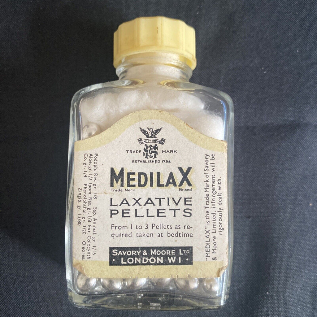 Antique Pharmacy Apothecary Unopened Medilax Laxative Pills - (9626)