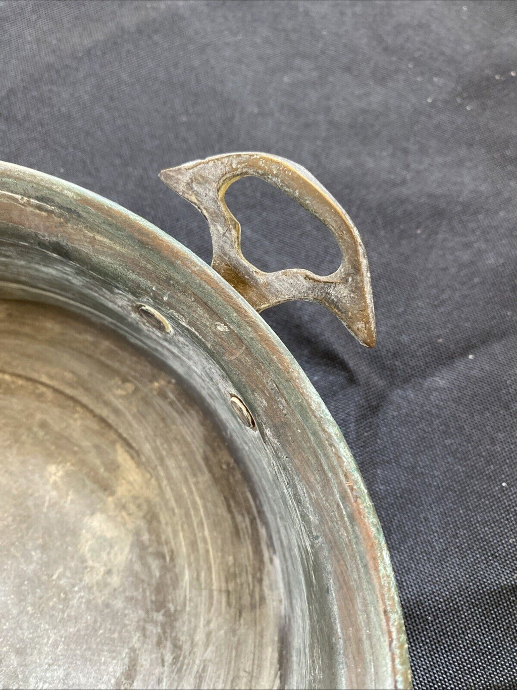 Victorian Copper Pan with Brass Handles Lovely Rustic home décor item (5920)