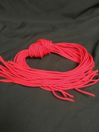 Woven Rope NYLON CORD 4mm RED - 1 Metre x 25 Para Cord  Macramé Camping (7088