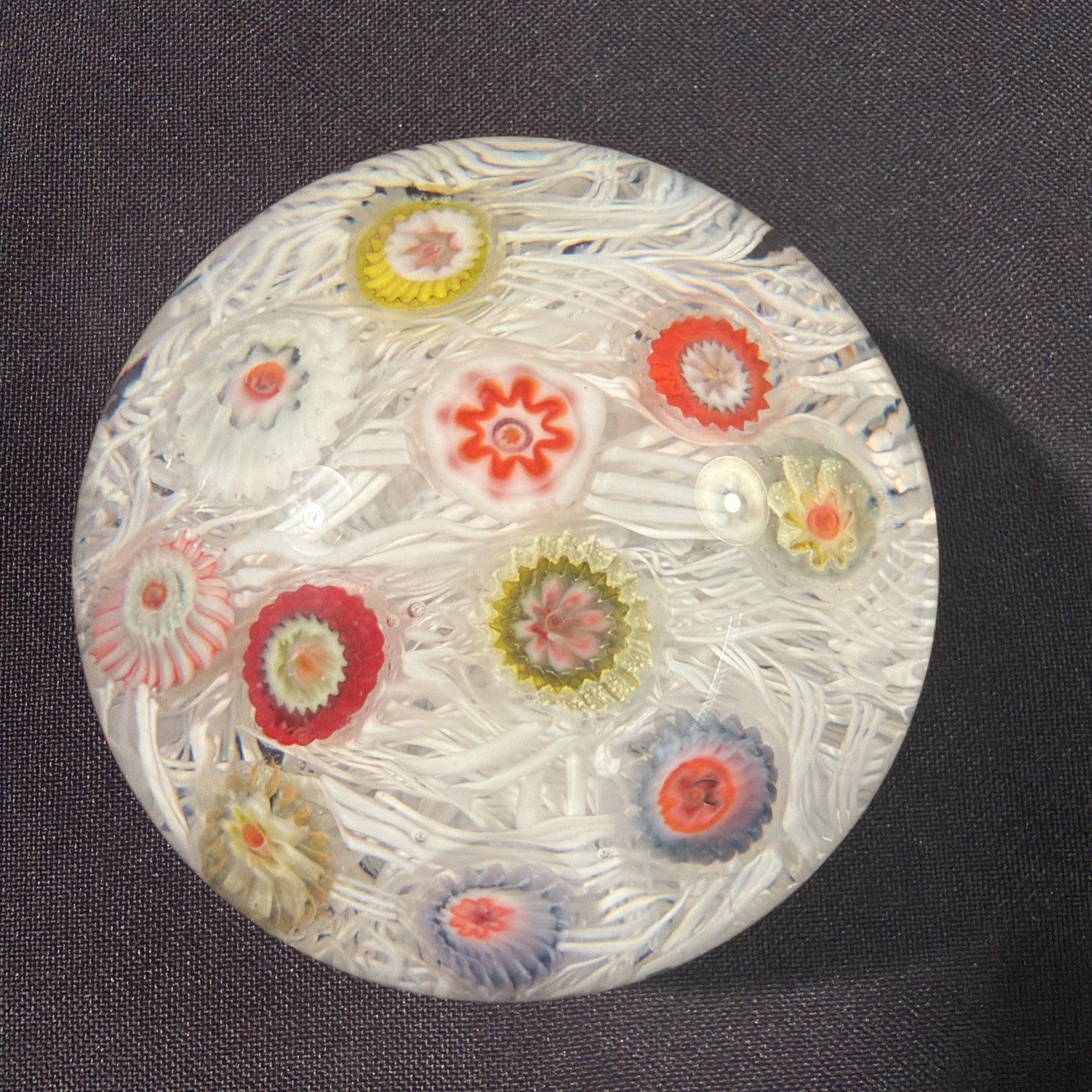 Crieff Strathearn Spaced Millefiori Glass paperweight 1970's Vintage  - (2087)