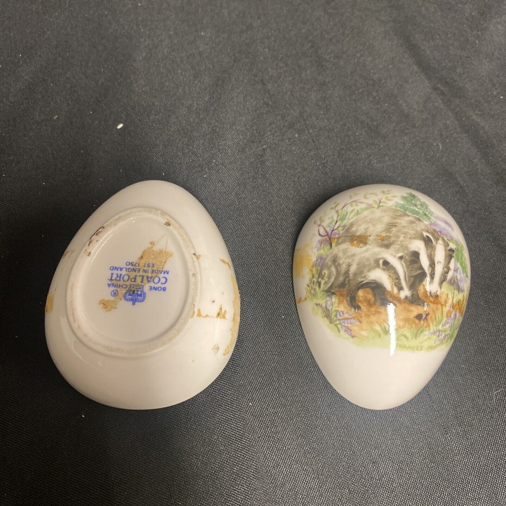 Trinket Box EGG - Coalport Bone China Country Friends Badger & Cub - (9191)