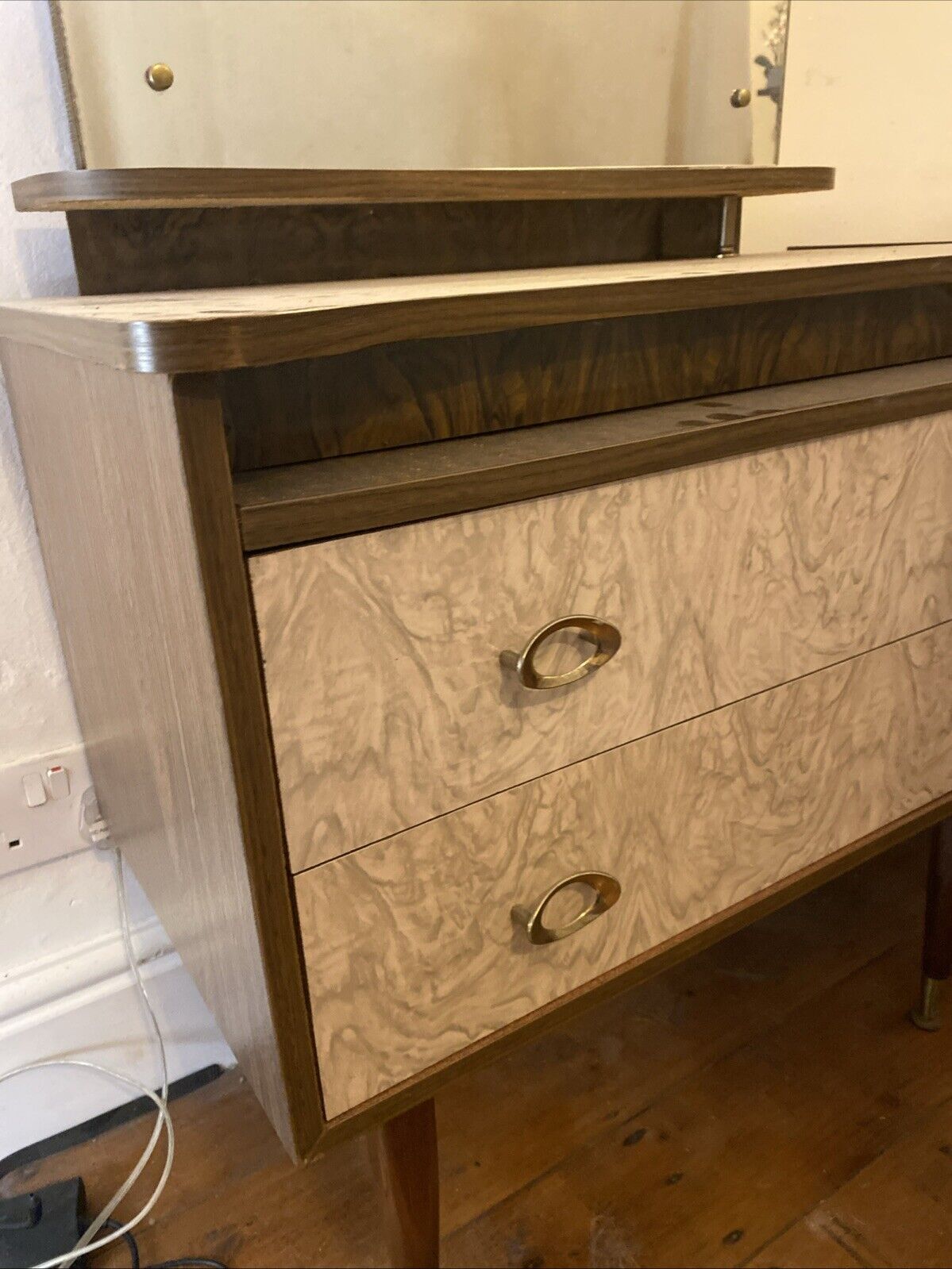 1960's Pair of bedroom chests / side tables one with mirror - (1163)