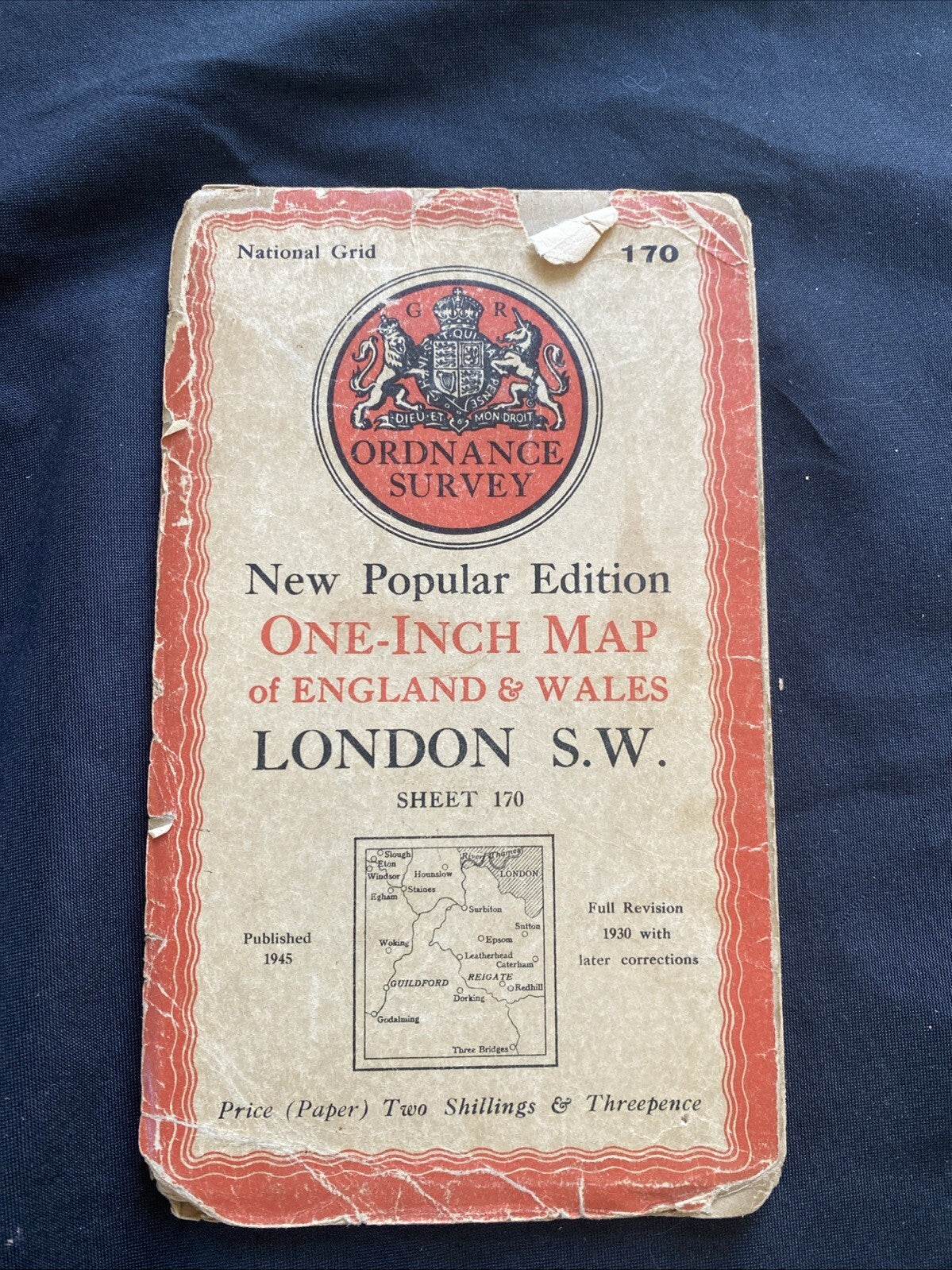 London S.W. Ordnance Survey One Inch Map Published 1945 #170 (1285)