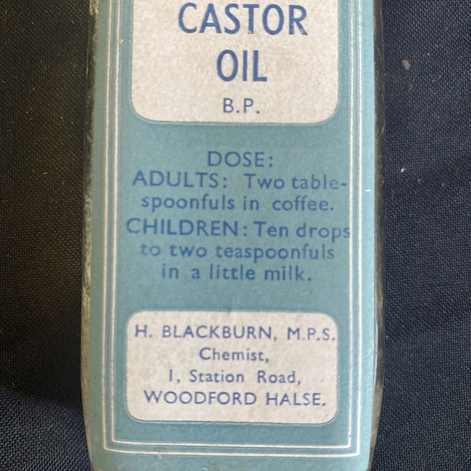 Antique Pharmacy Apothecary Castor Oil Unopened bottle - (9629)