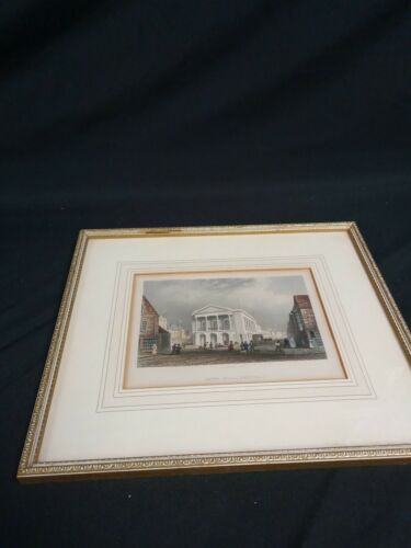 Thomas Barber 1834 original engraving - Town Hall Newport - Framed - (7005)